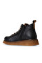 Black leather women's flat boot 01wv5204 - 4