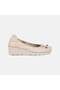 Women's Beige Desacomfort Bowknot Wedge Heeled Leather Ballerinas - 2