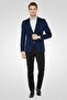 Men Slim Fit Plain Semi-Formal Blazer, Navy Blue