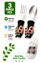 Ladybug Premium Children's Bpa-Free Silicone Handle Stainless Steel Tip Fork-Spoon/Storage Box 9+Months
