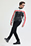 Men's Leather Jacket Coat with Zipper and Stripes – Sport & Casual Style White - 2