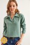 Women's Green Polo Neck Thessaloniki Blouse Blz- 19002810