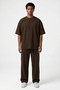 Men's Summer Short Sleeve Oversize Brown Two Thread Tracksuit Set