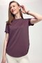 Aria Back Detailed Women's Sports T-Shirt Plum - 2