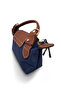 Small Size Women's Hand and Shoulder Bag Navy Blue, Tan Top Quality, XS - 3