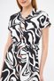 Women's Black Patterned Belted Waist Short Sleeve Shirt Dress ARM-22Y001058 - 3