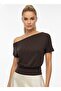 26034 Women's Boat Neck Asymmetrical Sleeve Stone-Stitched Modal Combed Cotton Blouse