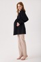 Maternity Jessica Fabric Blouse, Collar Zipper, Sleeves with Button Detail (Black) - 7