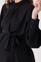 Maternity Jessica Fabric Blouse, Collar Zipper, Sleeves with Button Detail (Black) - 6
