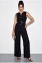 Women's Black Belt Detailed Vest and Palazzo Trousers Top and Bottom Set 9396 60286072 - 2