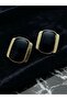 Black Rectangular Shaped Luxury Steel Earrings - 4