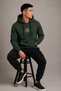 Men's Hooded Khaki Sweatshirt Relaxed Fit Cotton Soft Winter Printed Model - 3