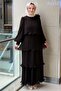 Ruffle and Pleated Layered Evening Dress