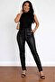 Women's High Waist Belted Leather Pants - 3