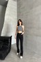 Women's Loose Stretchy Flared Black Jeans - 4