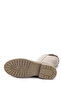 Women's Beige Zippered Rubber Sole Genuine Leather Boots - 6