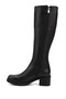 Women's Black Zippered Thick Heeled Genuine Leather Boots - 5