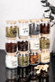 12-Piece Bamboo Vacuum Lid Luxury Glass Spice Jar Set with Spoon and Transparent Labels, 300 ml - 6