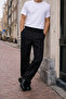 Men's Daily Basic Cotton Black Fabric Trousers - 2