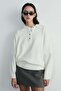 Ecru Rani Polo Neck Oversize Sweater