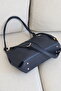 MEDIUM SIZE NAVY BLUE WOMEN'S SHOULDER BAG WITH STRAP KNOT DETAIL WIDTH 35 CM HEIGHT 20 CM - 6
