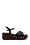 Women's Black Ankle Buckle Wedge Heeled Sandals 26Sfe475718