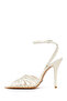 Women's Cream Ankle Buckle High Thin Heeled Leather Sandals 26Sfd121816 - 4