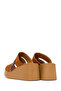 Women's Tan Wedge Heeled Suede Leather Comfort Slippers 26Sfd341714 - 6