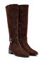 Women's Brown Zippered Short Heeled Suede Leather Boots 25Wfd153510 - 2