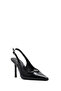 Women's Black Ankle Buckle Open Back Thin Heeled Leather Shoes 25Sfd 162316 - 7