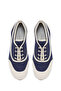 Women's Blue Lace-Up Jean Leather Sneaker 26Pfd370714 - 4