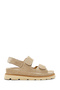 Women's Beige Strappy Thick Sole Suede Leather Sandals 26Sfd151610