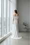 Pearl Detail Strapless Wedding Dress Off-Shoulder, Slim Fit, White Evening Dress - 5
