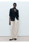Bone Buttoned Linen Trousers - 2