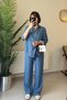 Tensel Denim Blue Women's Shirt and Pants Set