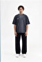 Men's Printed and Embroidered Washable Oversize T-Shirt Black - 4