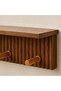 Berie Wood Modern Shelf With Hooks 45.6x10x10cm - Brown - 2