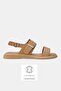 Women's Tan Genuine Natural Leather Strap Sandals with Buckle