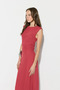 Boat Neck Gathered Long Tulle Evening Dress - Red - 6