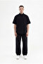 Men's Flamed Cotton Oversize Shirt Black - 4