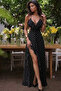 Thin Straps Ruffle Slit Polka Dot Long Dress