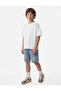 Loose Fit Denim Shorts with Cotton Print Detail - 2
