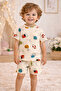 Baby Girl and Boy Summer Patterned Combed Cotton Shorts Set - 2