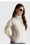 Women's Cream Polyester Filled Zippered Slim Fit Pufa Vest