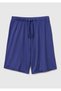 Women's Dark Blue Modal Blend Comfortable Bermuda Shorts with Elastic Waist