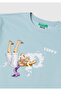 Boy's ice blue front and back one piece printed bicycle collar t-shirt - 3