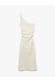 Bürümcük One Shoulder Sleeveless Tie Detail Slim Fit Draped Long Dress - 4