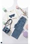 Girl's Set with Blue Jeans and Stones, Stylish Model, 2-Piece Set for Summer