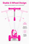3 Wheel Scooter for Kids with Bunny Figure, Adjustable Height, Pink Blue - 5