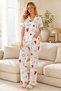 Women's Milan Heart Patterned Buttoned Short Sleeve Pajama Set - 2